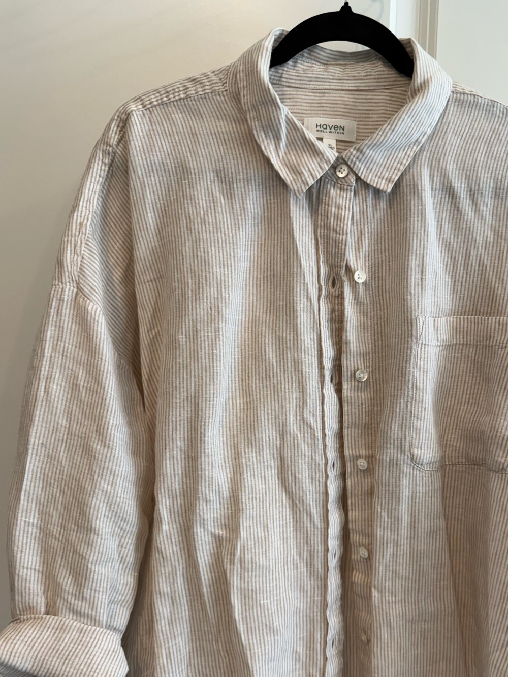 Haven Women’s Cream Striped Button-Front Blouse